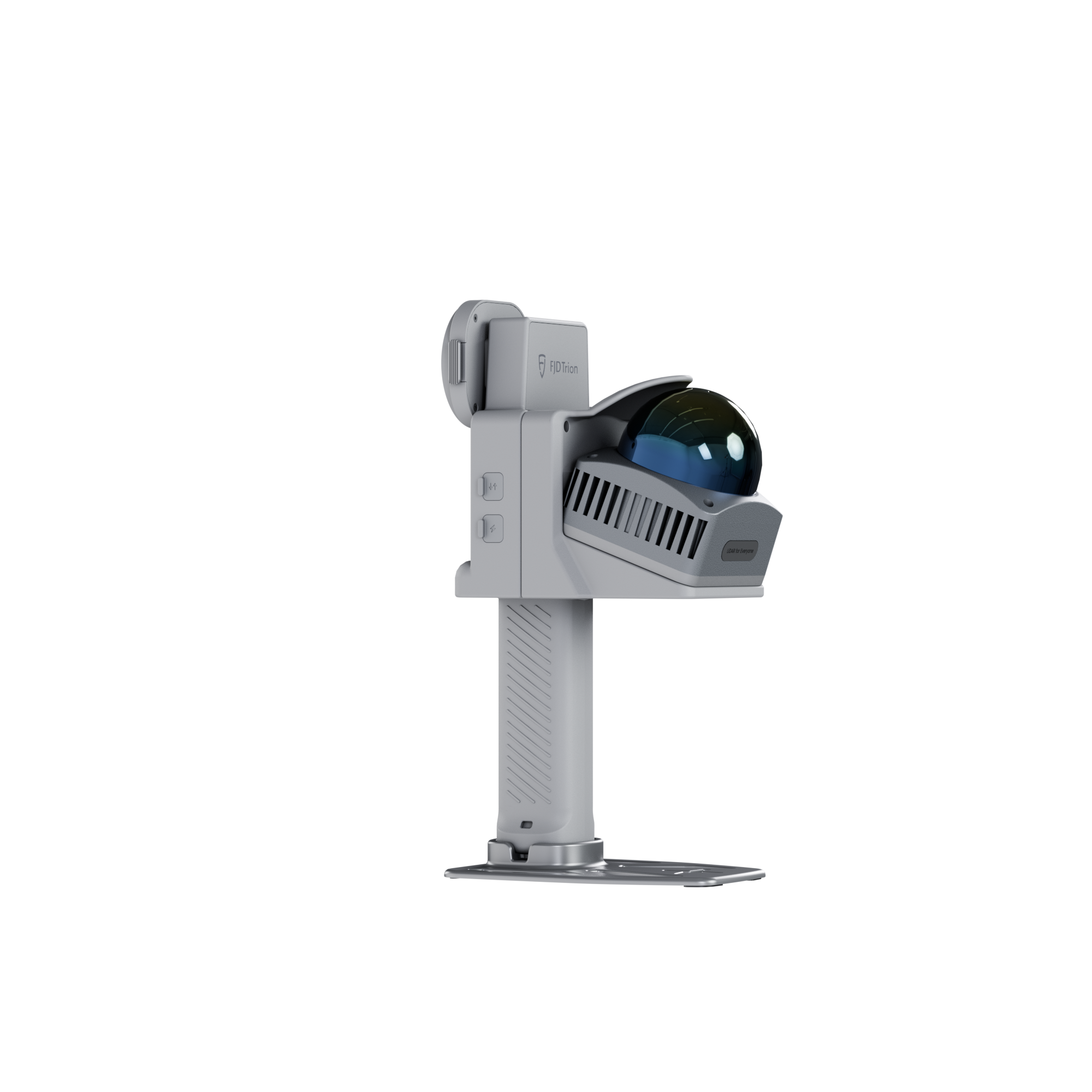 Side profile view of a lightweight 3D reality capture device featuring spherical LiDAR sensor