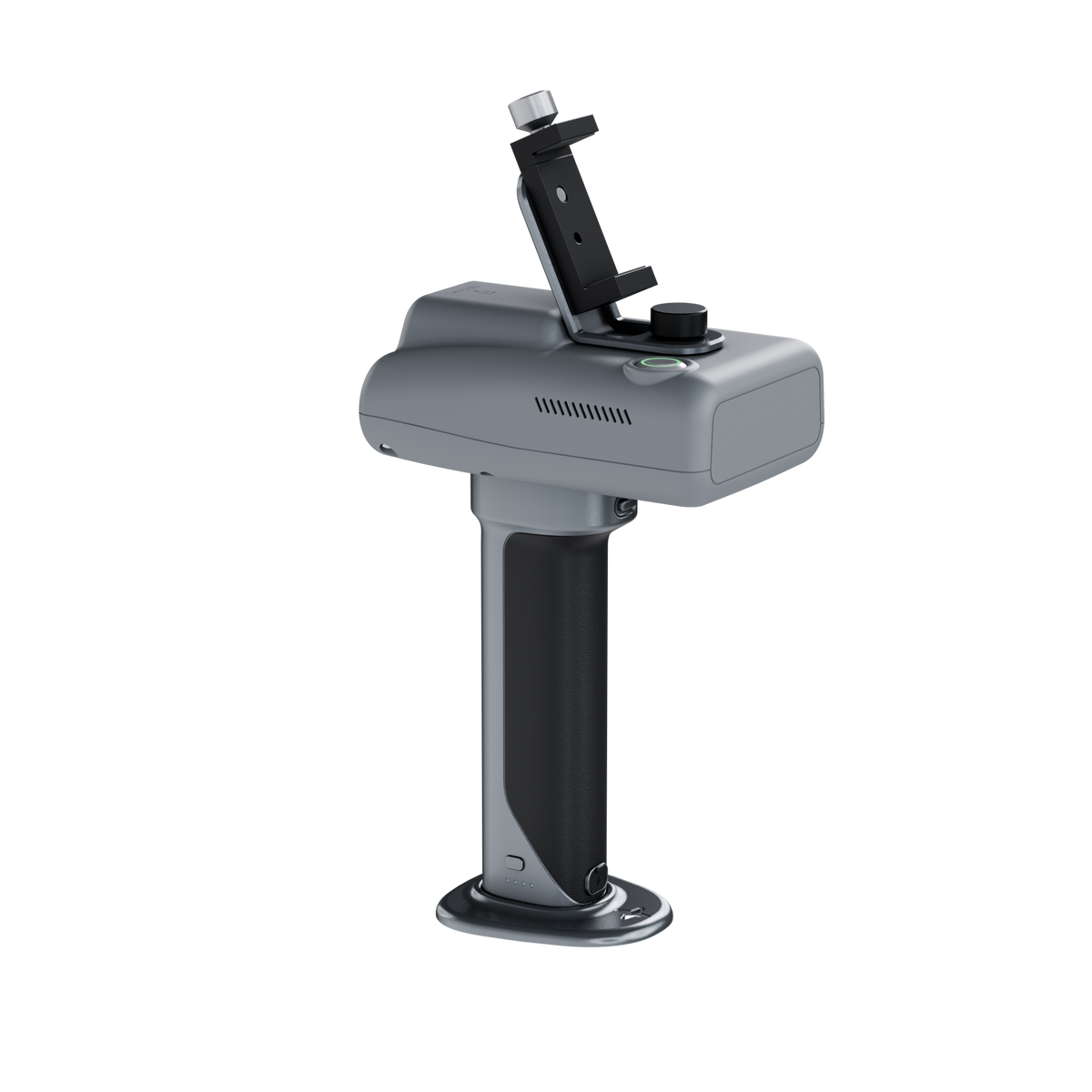 C1 handheld room scanner rear view showing ergonomic grip and phone holder arm