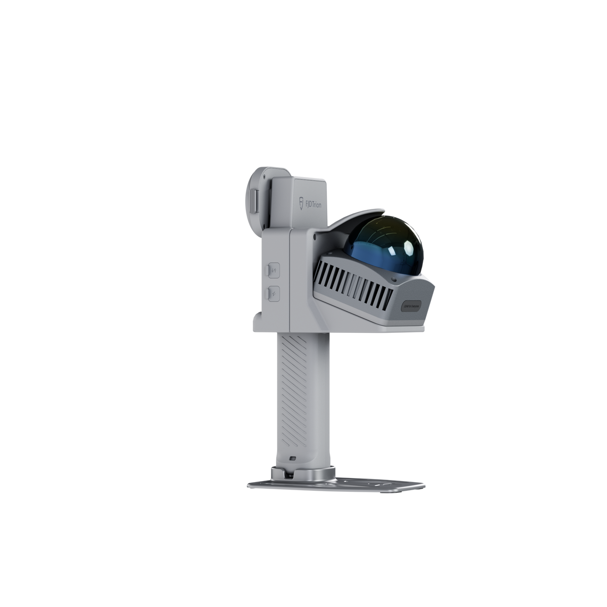 Side profile view of a lightweight 3D reality capture device featuring spherical LiDAR sensor
