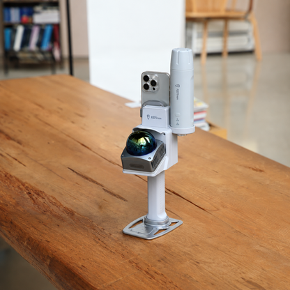 V4e Go LiDAR scanner standing on a wooden table