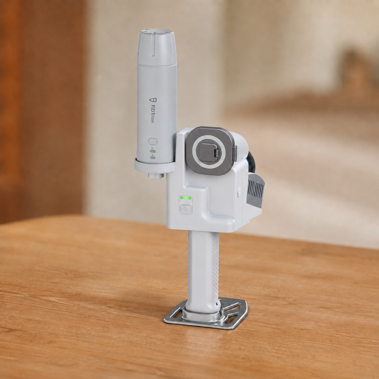 Rear view of the FJD Trion V4e Go showing the magnetic phone mount