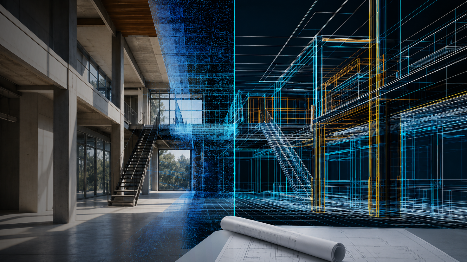 LiDAR scan and as-built model of an existing building