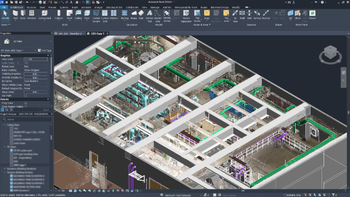 Building transformed from a real-world scan into an as-built digital model